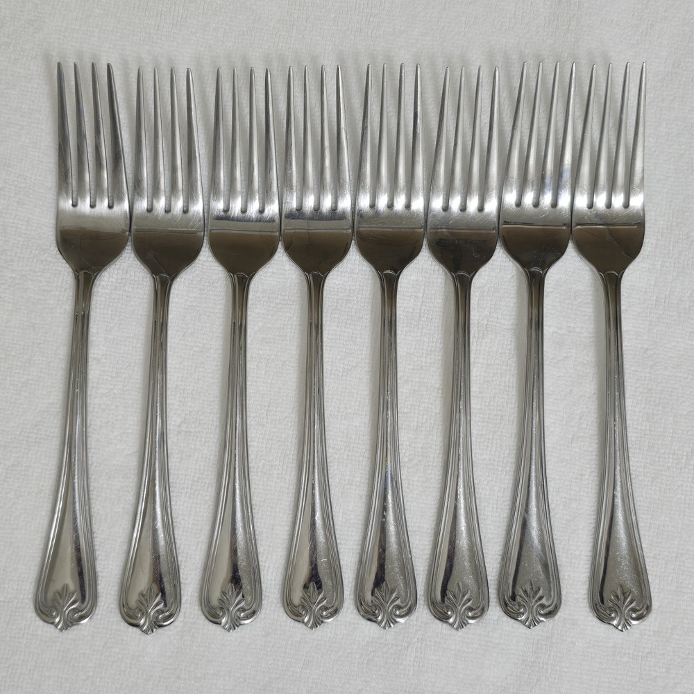 Lenox Butlers Gourmet 18/8 Dinner Forks Set of 8 Outlined Plume Tip 8 1/4" READ